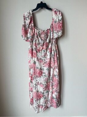 Cider Pink and White Floral Midi Dress